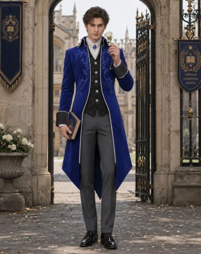 SIAEAMRG Mens Renaissance Pirate Halloween Costume Vampire Jackets Tailcoat