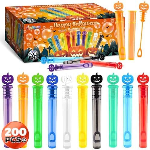 200PCS Halloween Party Favor, Bubble Wands for Kids, Trick or Treat Toys