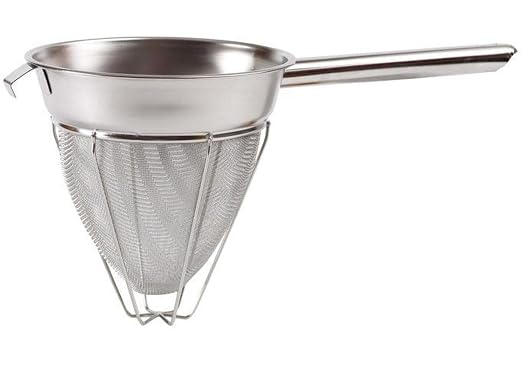 Winco 8" Bouillon Strainer, Reinforced, Extra Fine Mesh, S/S