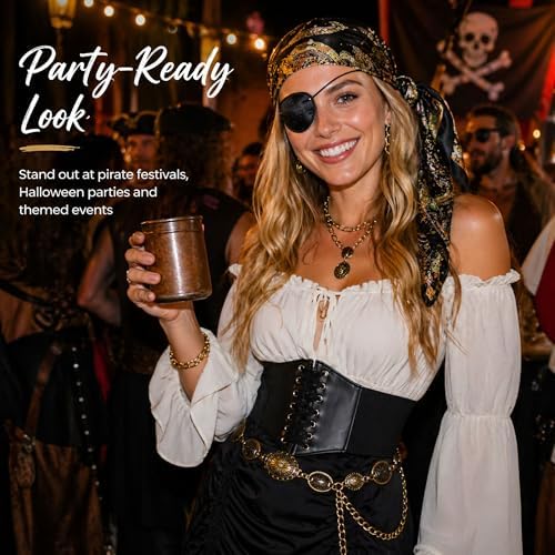 9 PCS Pirate Costume Women Set, Skirt Renaissance Halloween Outfit
