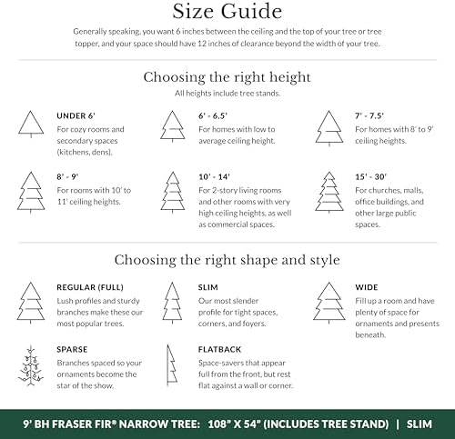 Balsam Hill BH Fraser Fir Narrow - Realistic Slim Christmas Tree with True Needle Foliage, Easy Plug Technology & Space-Saving Design, LED Clear, 9ft