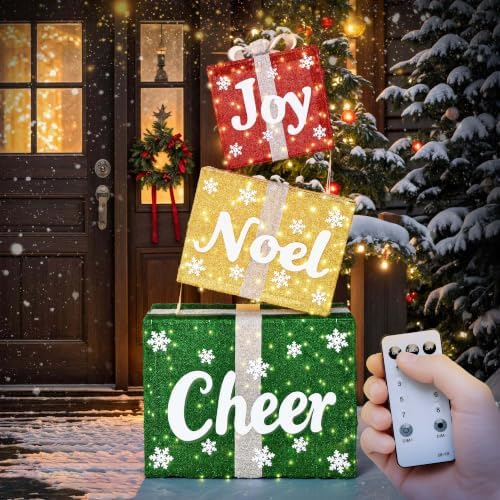 Jumbo Gift Box Outdoor Christmas Decoration with Timer&Remote Control