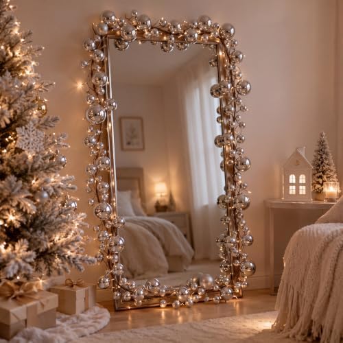 2 Pcs 15 ft Christmas Ball Ornament Garland, Silver
