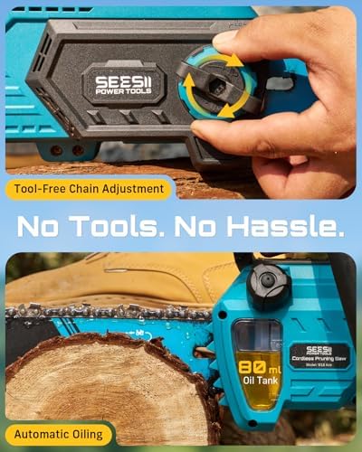 SEESII 40V Electric Chainsaw Cordless 18-Inch with 2 x 5.0Ah Batteries
