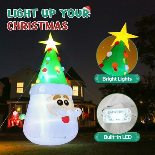 13FT Inflatable Santa Christmas Tree with Bright LED Lights for Yard