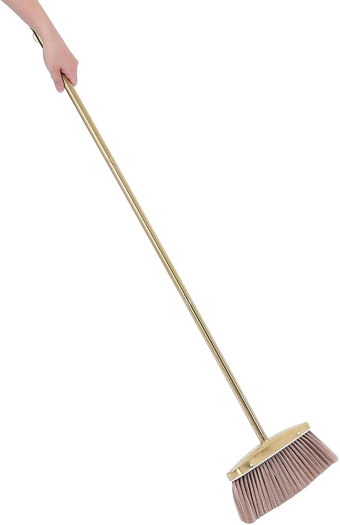OUNONA 1set Heavy Duty Upright Broom and Dustpan Set with Long Handle and Stainless Steel Construction Includes Built Comb Teeth for Easy Cleaning in Home Office