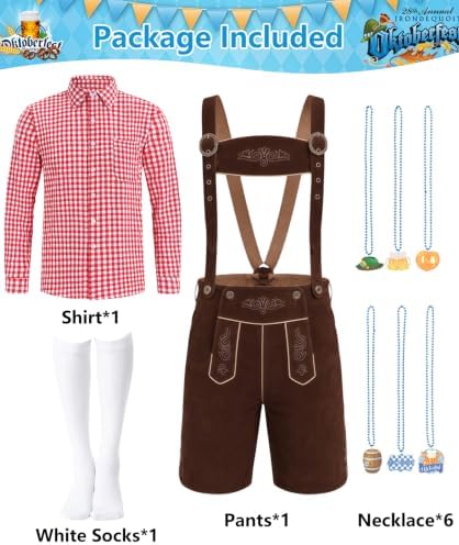 ALIZIWAY Halloween Oktoberfest Outfits Men with Necklace Socks Accessories
