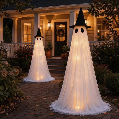2 Pack 5 Ft Large Light Up Ghost Decor - Halloween Decorations Outdoor