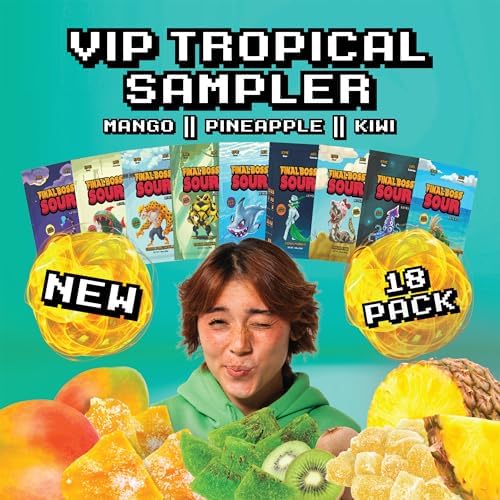 Final Boss Sour Fruit Candy, Tropical Sampler, All Levels, 18 Pack