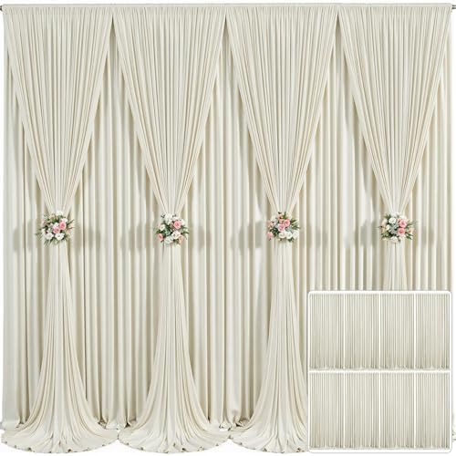 8 Panels Beige Backdrop Curtain for Wedding Parties Wrinkle Free Beige Photo Curtains Backdrop Drapes Fabric Decoration for Baby Shower Photography 40ft(W) x 10ft(H)