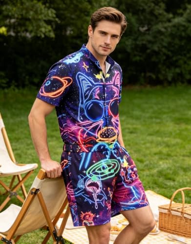 RAISEVERN Mens Romper Male Zipper Shorts Sleeve One Piece Bro Outfits
