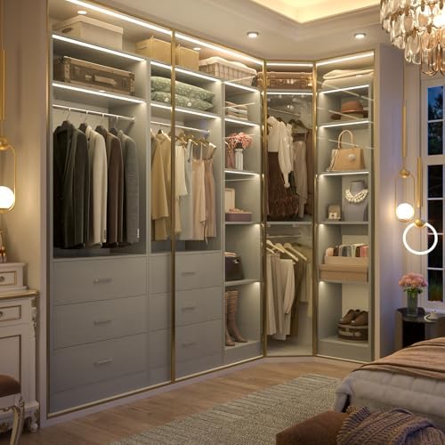 Besiost Corner Closet System with 6 Drawers, Corner Closet Organizer System