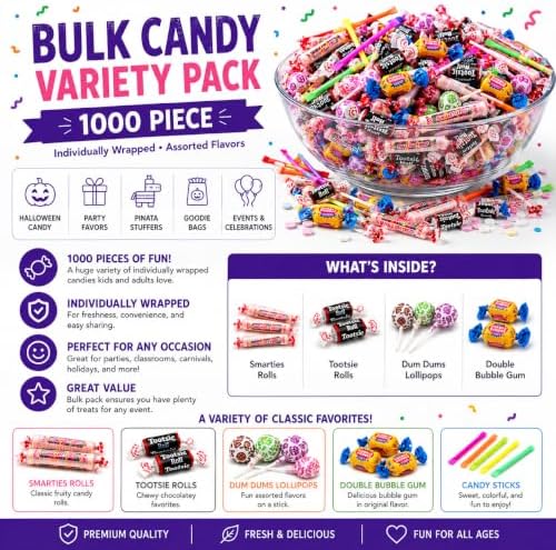 Fun Express Bulk Candy Variety Pack, 9 lb, 1000 Pcs