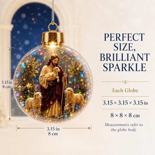 Lighted Good Shepherd Christmas Ornament with Prismatic Sparkle, 3.15 Inch