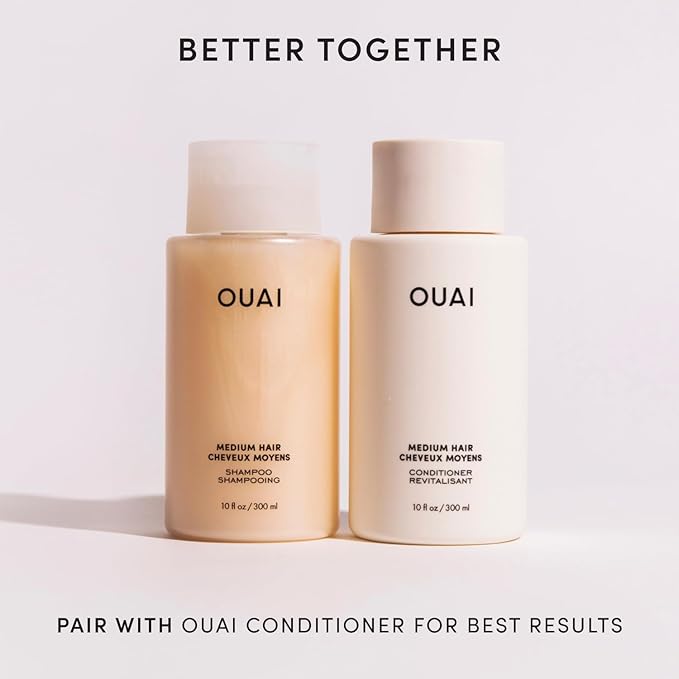 OUAI Medium Hair Shampoo - Hydrating Shampoo for Color Treated Hair & Dry Scalp - Nourishes, Strengthens, Reduces Breakage & Adds Shine - Coconut Oil, Babassu, Keratin - Sulfate Free, 10 Oz