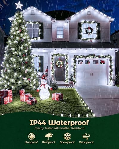 Christmas Pathway Lights Outdoor, 51.4 Ft 40 Bulbs C9 Lights Pure White