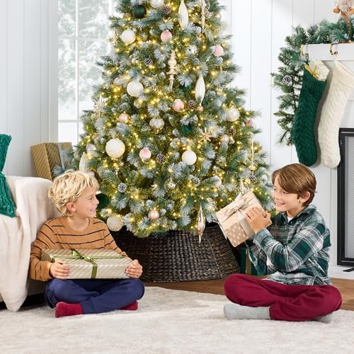 Best Choice Products 6ft Pre-Lit Scotch Pine Christmas Tree, Premium Frosted Pre-Decorated Artificial Holiday Decor w/ 946 Branch Tips, 2-in-1 White and Multicolor LED Lights, Cordless Setup