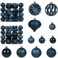 Christmas Tree Balls Ornaments Set, 48 Pcs Shatterproof Plastic Decorative Baubles Shiny Hanging Ball Ornaments for Xmas Tree Holiday Party Wedding Decoration, Dark Blue