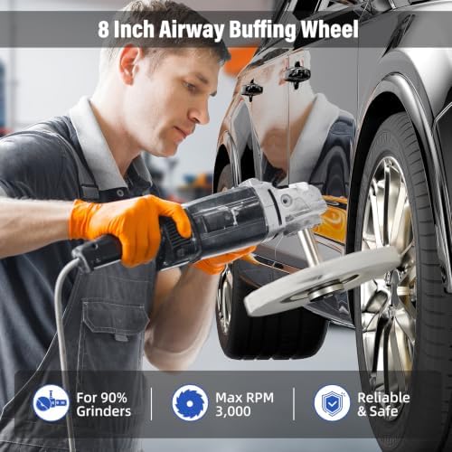 8" Airway Polishing Buffing Wheel for Angle Grinder, Soft Flannel Buffer Polisher Wheel for Car, Aluminum Metal Polishing Wheel Pad for Mirror Finish (5/8" Arbor Hole)