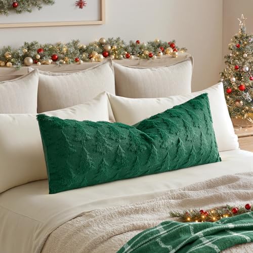 MIULEE Christmas Throw Pillow Cover Dark Green 14x36 Lumbar Body