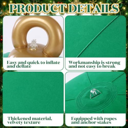 Jenaai 3 Pcs Green Giant Velvet Christmas Inflatable Ball Ornament