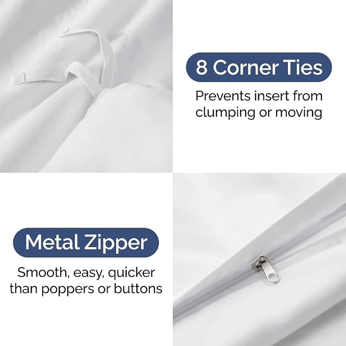 Duvet Cover Oversized King Size Set - Extra Soft Oversized King Duvet Cover 120" x 98" with 2 Pillow Shams for Women, Men, Kids & Teens - Comfy, Cozy, Hotel Luxury with Zipper Closures & Ties (White)