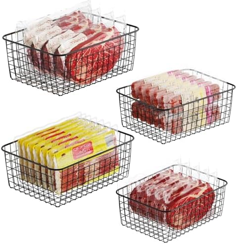 iSPECLE Freezer Organizer Bins - For 16/17/21 Cu Ft Upright Freezer, 4 Pack