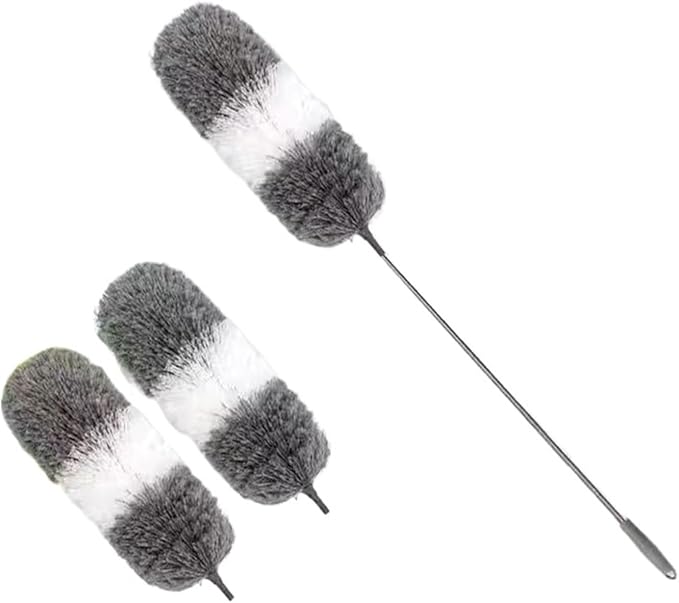 2.8M Extended Chicken Feather Duster Extendable and Curved Ceiling Cleaning Broom Home Electrostatic Dust Collector(2.8m 3PCS clothC)