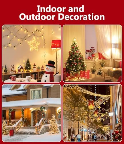 164FT 1000LED Warm White Christmas Lights Outdoor with 8 Modes, IP44 Waterproof Plug in Christmas Tree Light Fairy String Lights for Christmas, Patio, Garden, Indoor Outdoor Decor