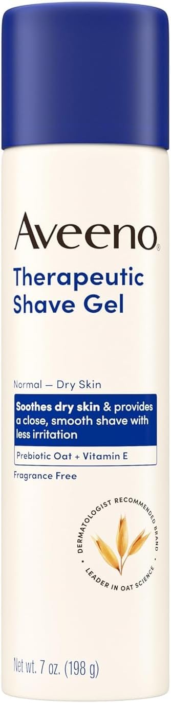 Aveeno Therapeutic Shave Gel with Oat and Vitamin E to Help Prevent Razor Bumps and Soothe Dry and Sensitive Skin, No Added Fragrances and Non-Comedogenic, 7 oz (Pack of 6)