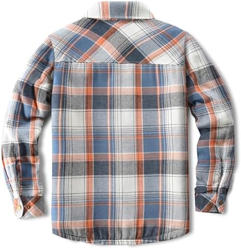 Men's Sherpa Cotton Flannel Shirt Jacket Plaid Button Coat Pocket