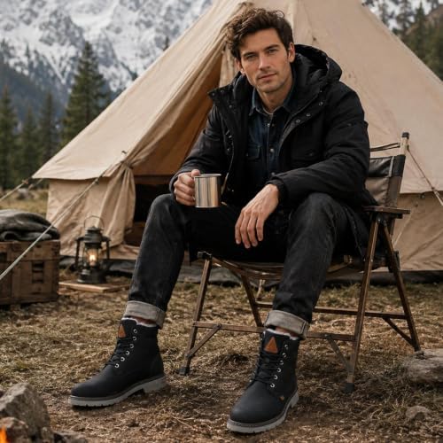 Mishansha Men's Waterproof Snow Boots, Insulated Winter Hiking Boots