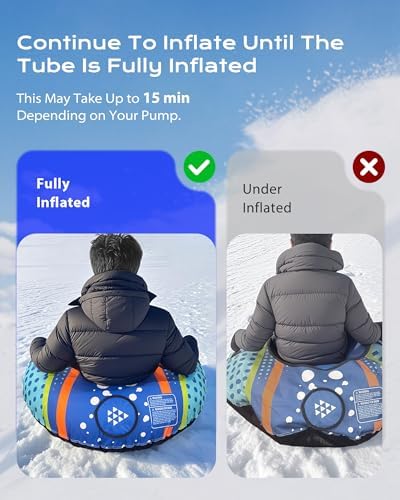 49" Snow Tube Heavy Duty Thickened Inflatable with Towable Leash