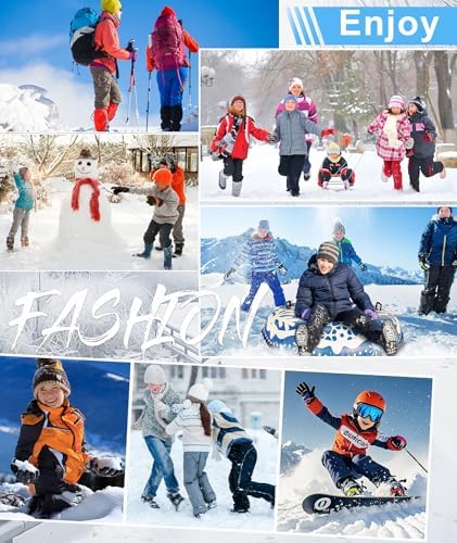 Boys Snow Pants Kids Fleece Lined Thermal Winter Hiking Pants Waterproof Softshell Elastic Waist Outdoor Cold Weather