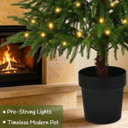 3FT Pre-Lit Artificial Norfolk Pine Christmas Tree, Holiday Décor