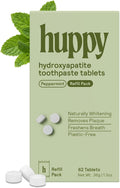Huppy Toothpaste Tablets, Nano Hydroxyapatite, Fluoride Free and Plastic Free, Natural Whitening, Remineralizing, SLS Free, Bulk Supply, Peppermint Flavor (248 Count)