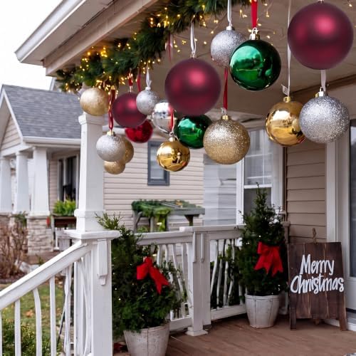 Threan 10 Inch Burgundy Matte Large Christmas Ball Ornament