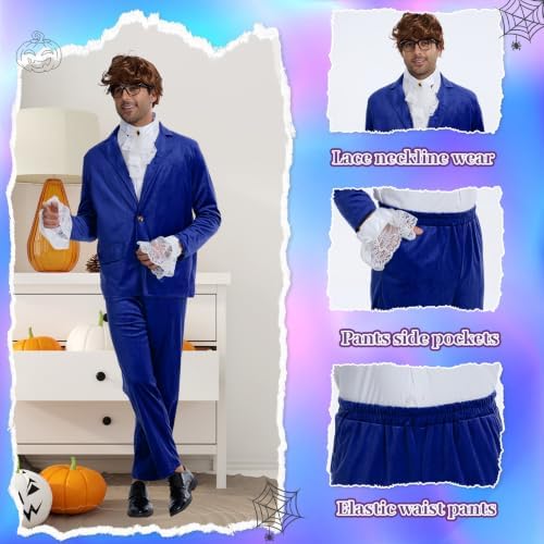 6 Pcs Mens 60's Swinger Spy Costume