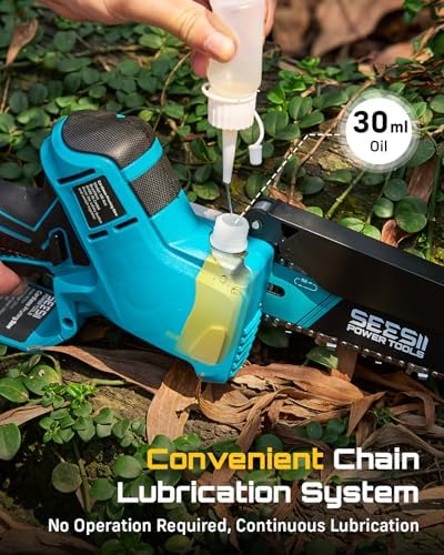 SEESII Mini Chainsaw 6 Inch Brushless, Automatic Oiler