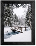 Framed Winter Bridge Canvas Wall Art, Rustic, Black Frame Inch 12x16