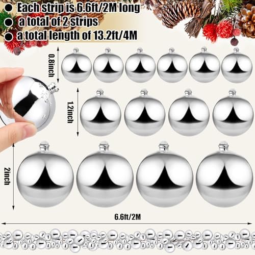 2 Pcs 6 ft Christmas Ball Ornament Garland, Silver
