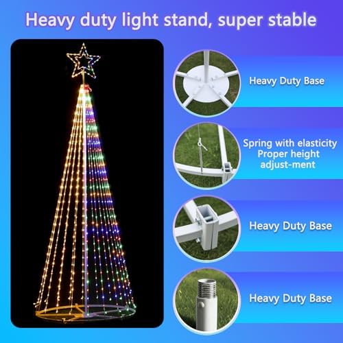 11.9FT Outdoor Lighting Christmas Tree 650 LED Light Show Christmas Tree with 8 Modes Timer Remote,Tall Star Topped Artificial Christmas Trees Arbol de Navidad for Porch Yard Patio Indoor (11.9 FT)