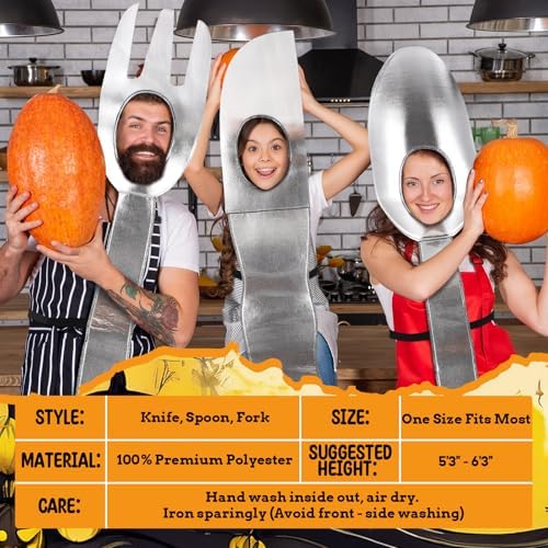 Mepase 3 Pack Halloween Utensil Costumes Knife Fork Spoon Costumes Adult