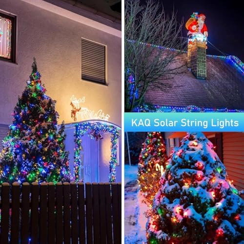 KAQ 2pack 200LED Solar String Lights Outdoor Waterproof Multicolor