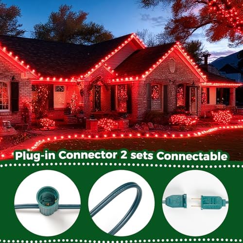 Minetom C9 Christmas Lights Outdoor, 50FT 50 Red Bulbs String Lights