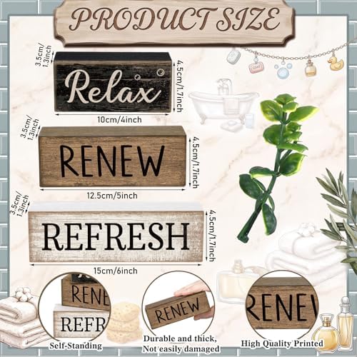 Moucuny 4 Pcs Bathroom Shelf Decor Sign Farmhouse Bathroom Accessories