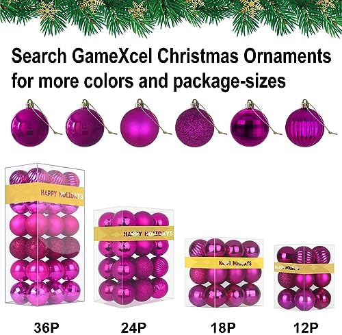 Fuchsia 4.0" Large Christmas Balls - Christmas Tree Decoration Ornaments Shatterproof Hanging Balls for Birthday Halloween Holiday Wedding Decorations Set of 4pcs