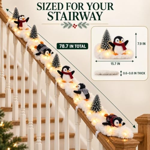 Penguin Christmas Stair Snow Decor, Winter Home Decoration