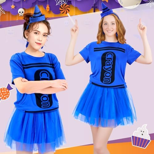 7 Pcs Crayon Costume Set for Adults Women