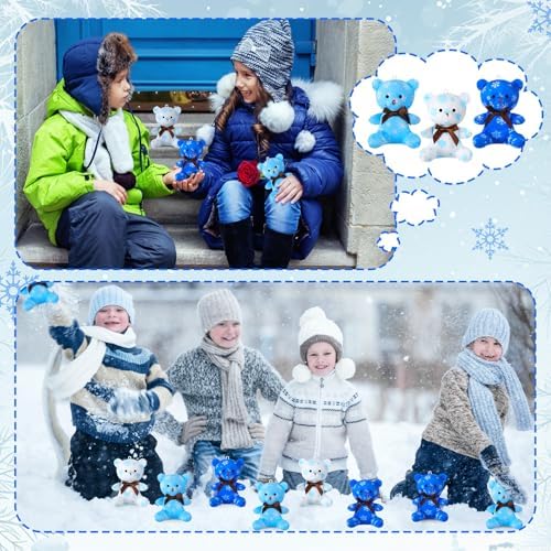 Haull 18 Pcs Winter Snowflake Stuffed Animals Plush Bears Bulk